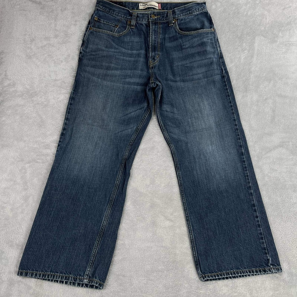 Vtg Y2k Baggy Levi's 569 Loose Straight Jeans 34x30 Blue Men Denim Wash Wide Leg